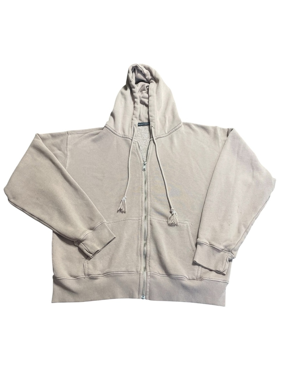 Brandy Melville Light Beige Full-Zip Hoodie One Size